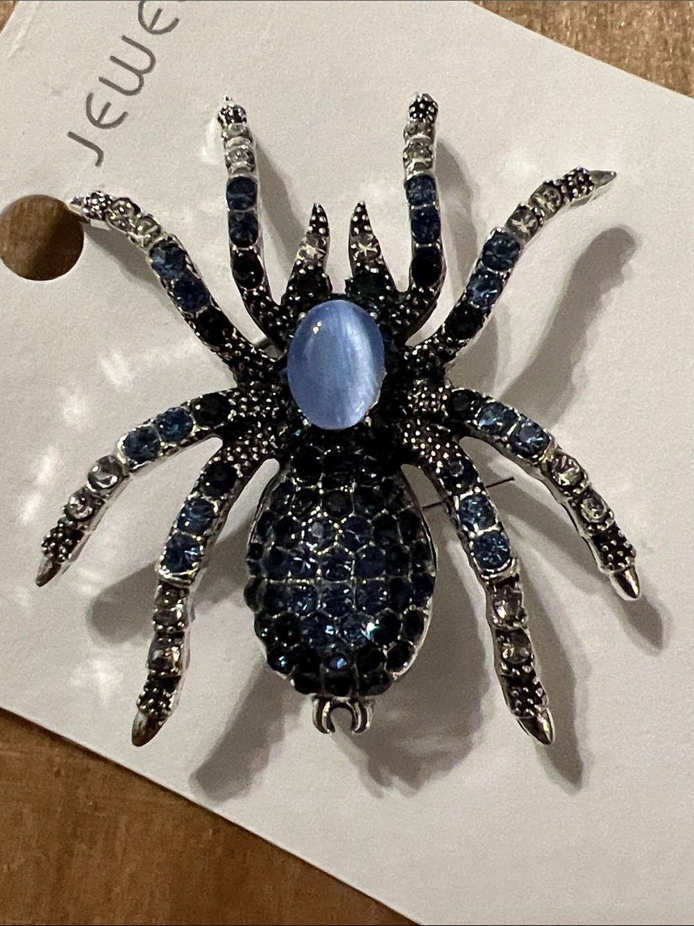 3/$18 Blue Spider Crystal Brooch - Lit 427